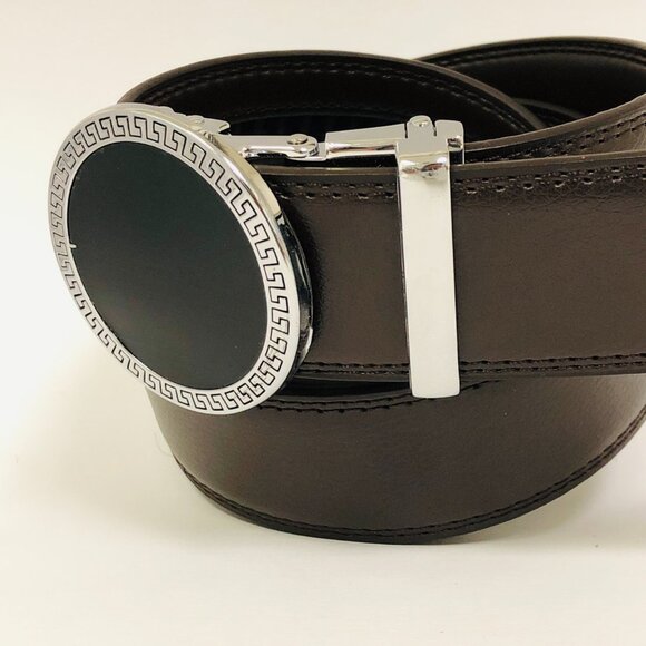 Dark Coffee Belt‎ Automatic Buckle Slide Belts Strep Leather Fit All Classic Men - Picture 2 of 3